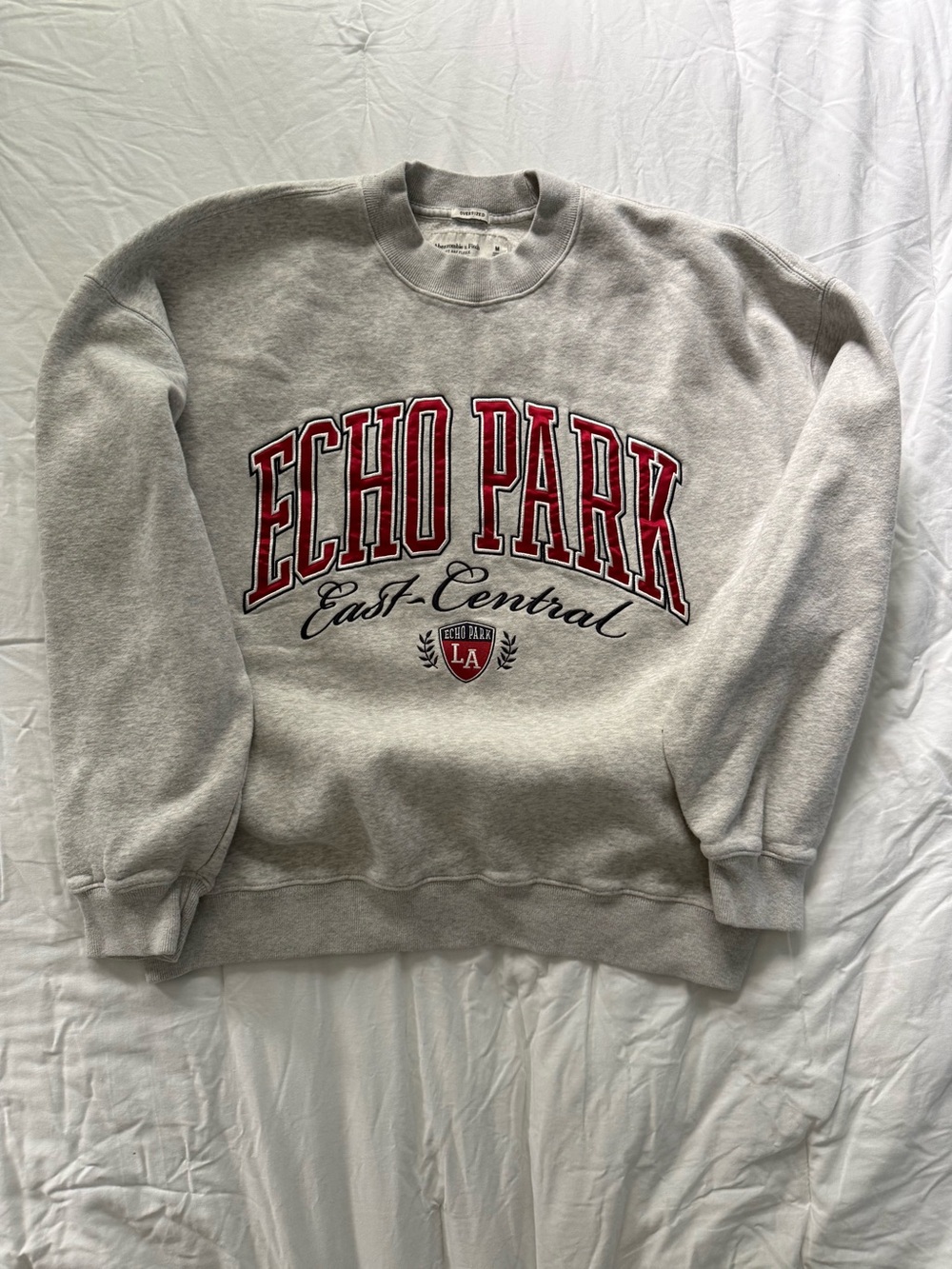 Abercrombie & Fitch Grey Crewneck Sweatshirt with Red Echo Park Graphic